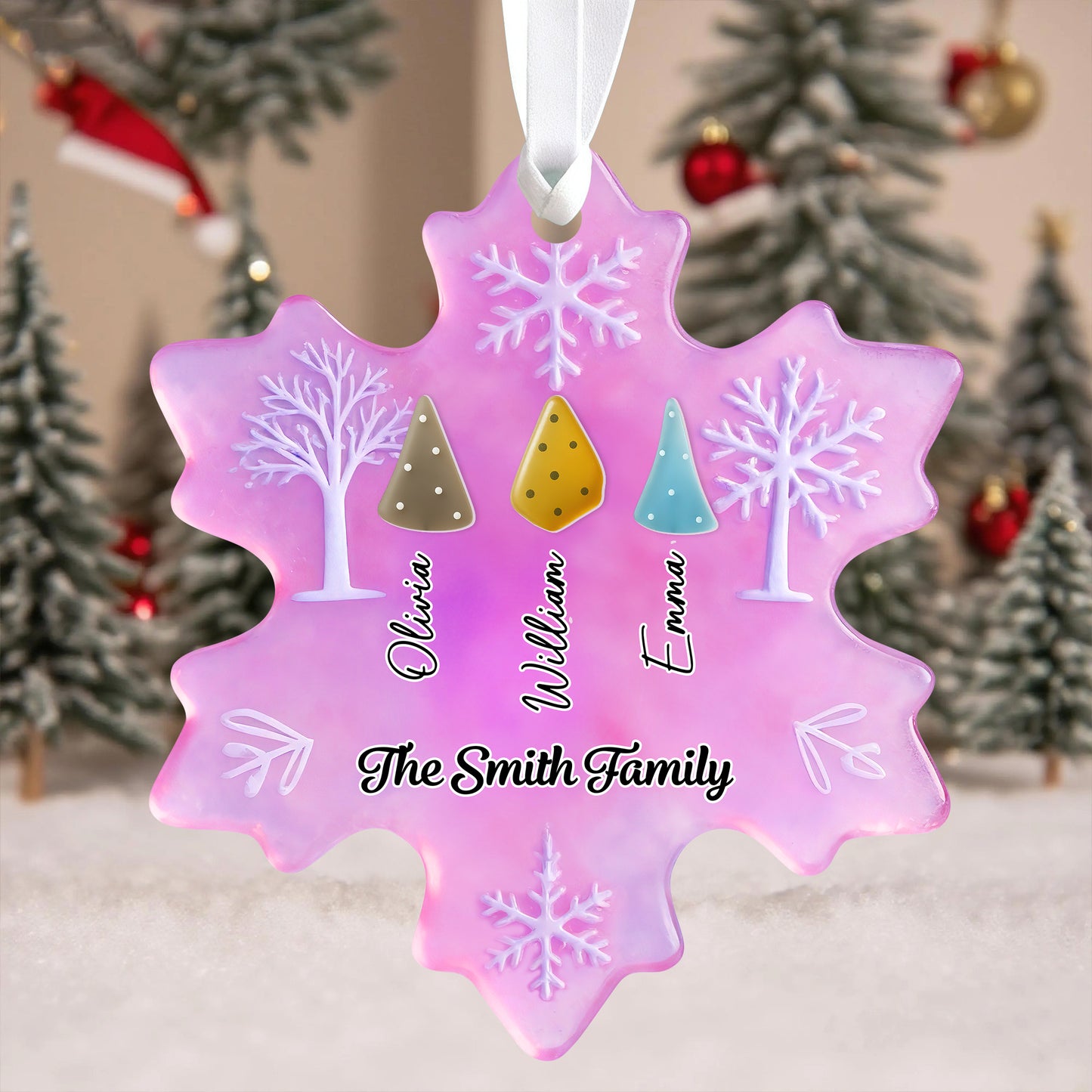 Family Snow Sea Glass - Personalized Custom Acrylic 2-layered Ornament