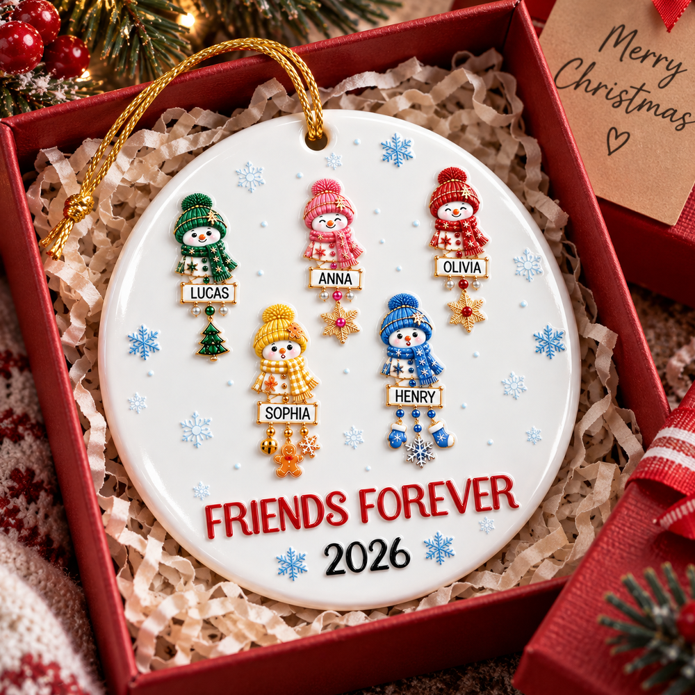 Friends Forever Names Merry Christmas - Real 3D Relief Ornament