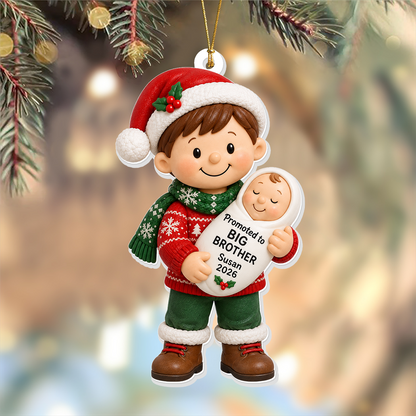 Big Brother Big Sister Merry Christmas - Real 3D Relief Ornament