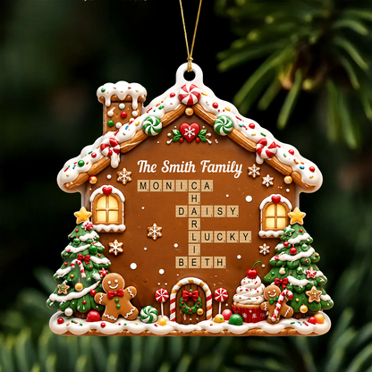Festive Christmas House Family Forever Linked Together Crossword Puzzle Art - 3D Relief Ornament