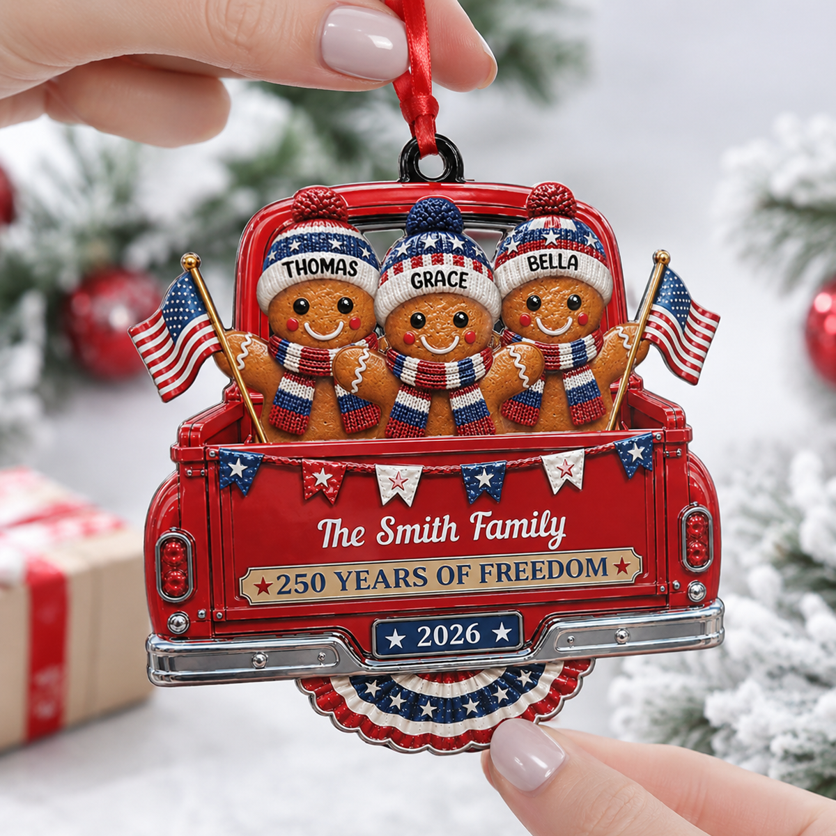 Freedom And Family Love United States Of America - Real 3D Relief Ornament