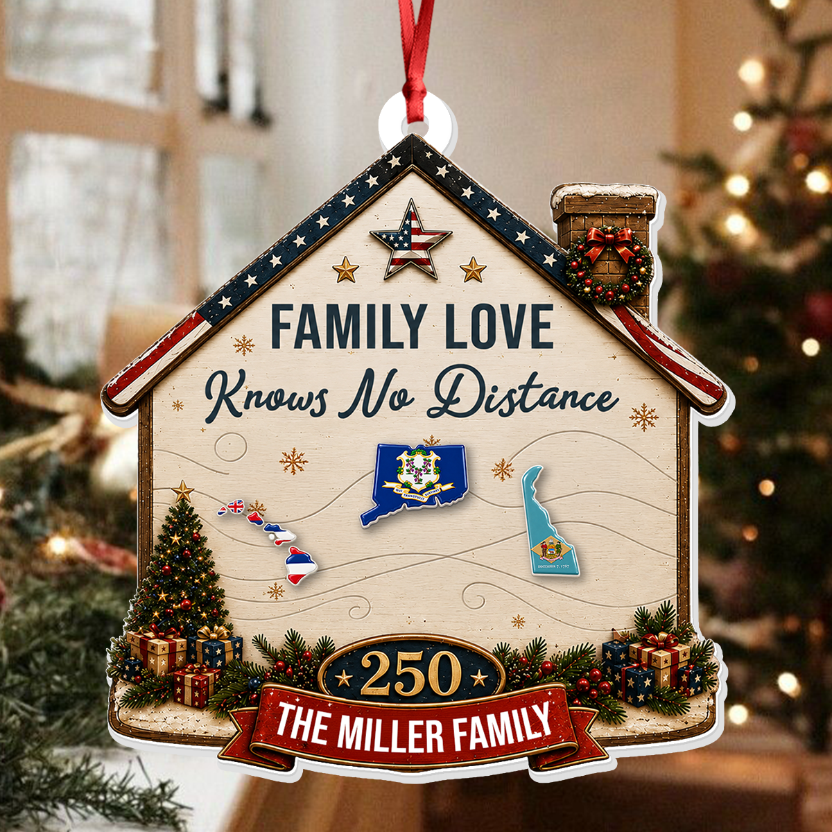 American We Stand Merry Christmas - Real 3D Relief Ornament