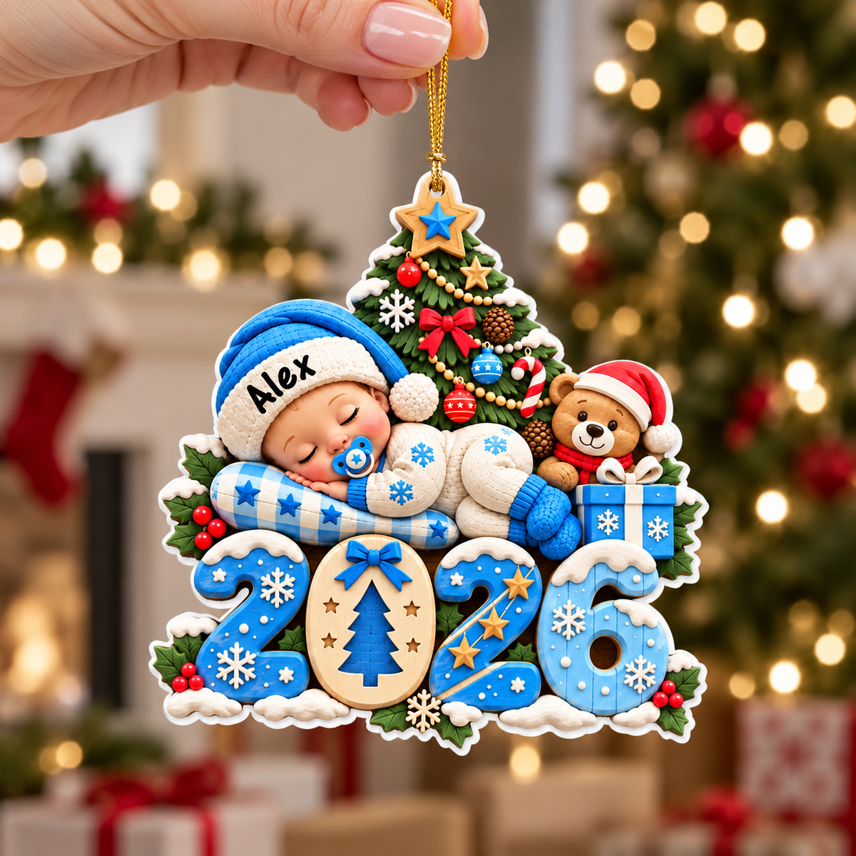 Custom 2026 Heart Gifts for New Mom New Dad Newborn - Real 3D Relief Ornament