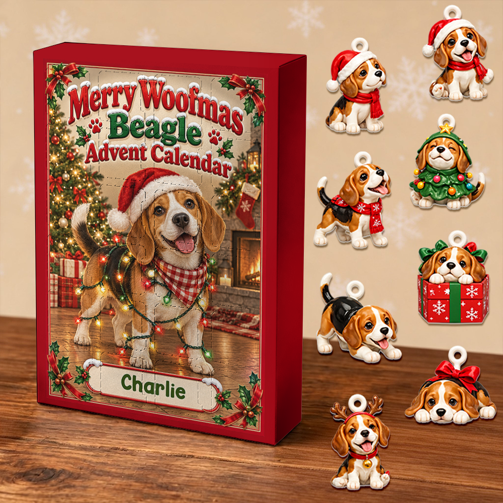 Beagle Advent Calendar 2026 - 24 Day Christmas Countdown Box With Cute Figurines - Advent Calendar Box-Box&Acrylic
