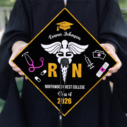 Class Of 2026 Nurse Topper - Personalized Printed Graduation Cap Topper