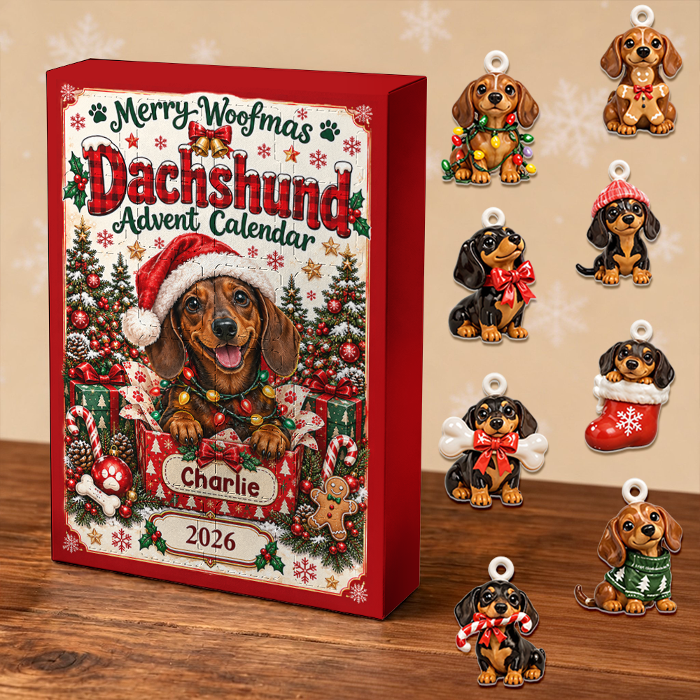 Dachshund Advent Calendar 2026 24 Day Christmas Countdown Box With Cute Figurines - Advent Calendar Box-Box&Acrylic