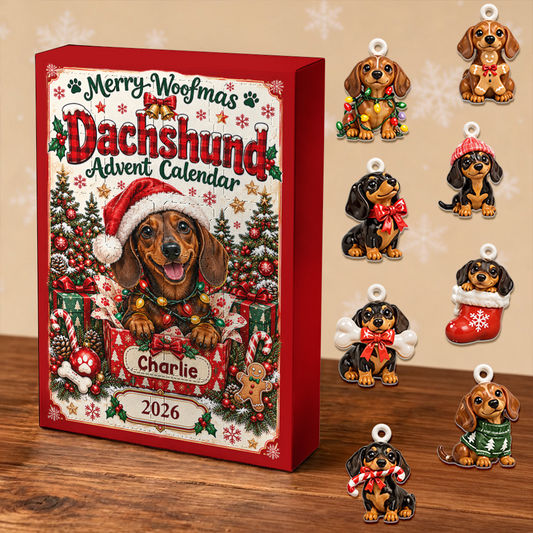 Dachshund Advent Calendar 2026 24 Day Christmas Countdown Box With Cute Figurines - Advent Calendar Box-Box&Acrylic
