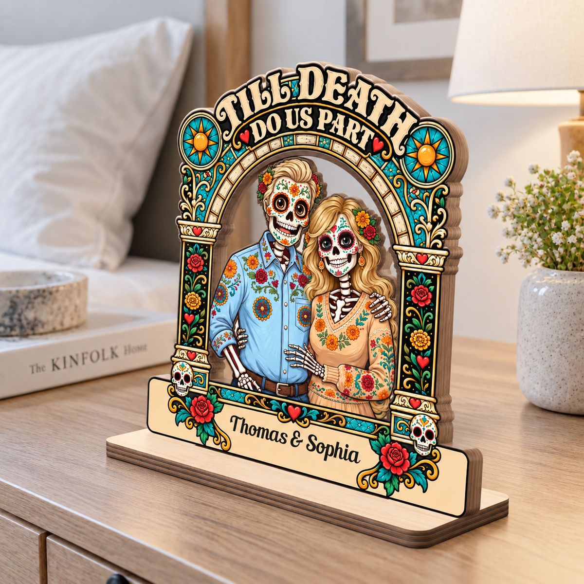 Till Death Do Us Part - Personalized 2-Layer Wood Plaque With Flat Base