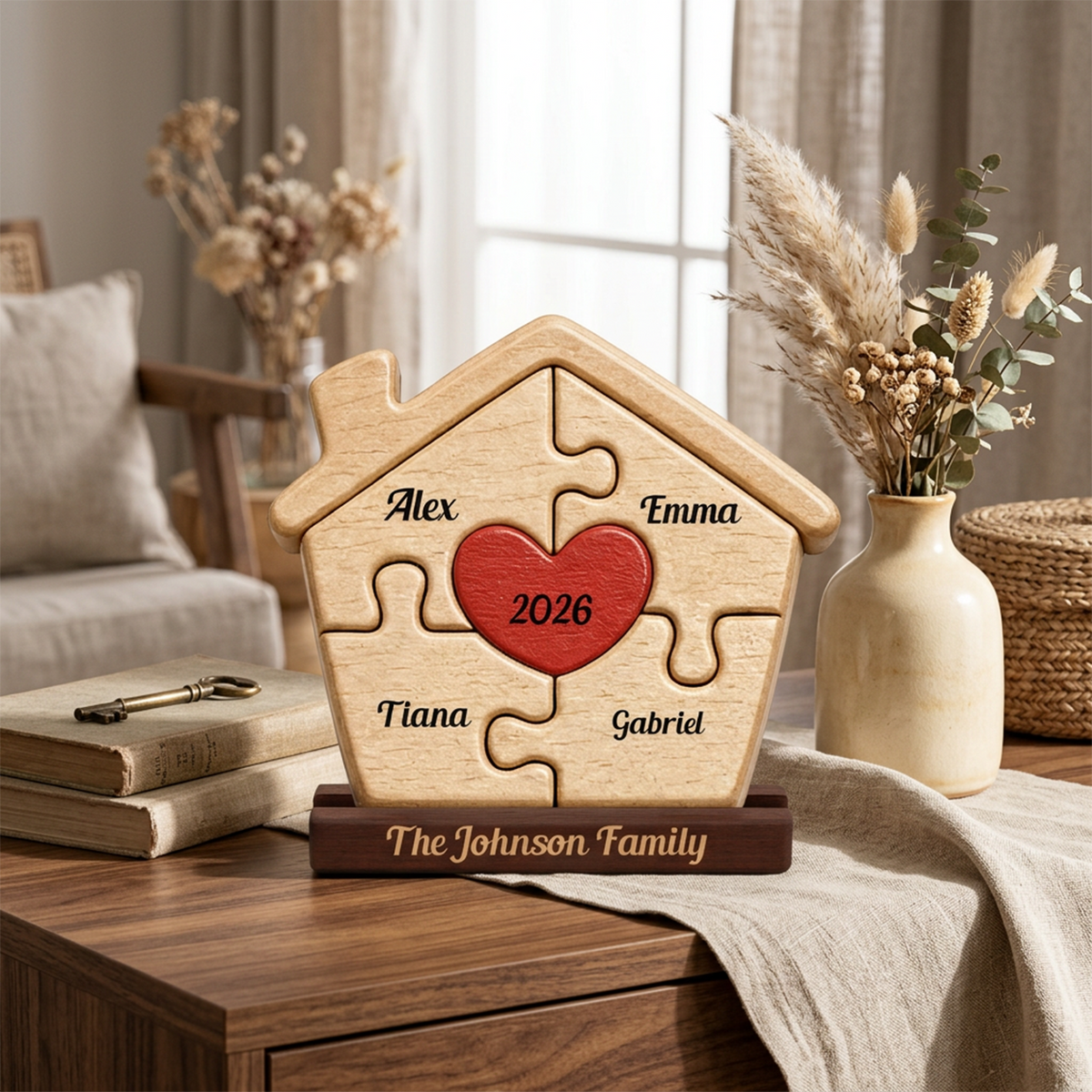 Personalized Our New House Puzzle - Custom Premium Wooden Name Puzzle - Christmas Gifts
