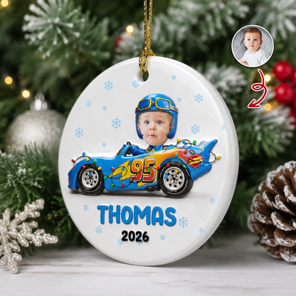 Custom Photo Driving Home For Christmas - Real 3D Ceramic Ornament