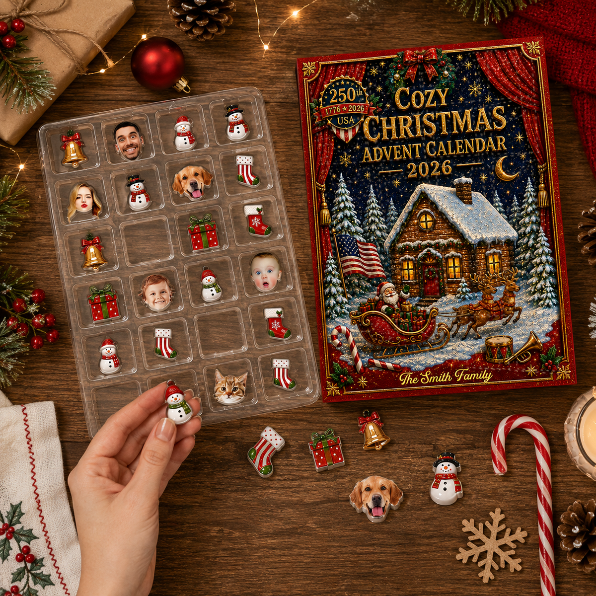 Figurines Set Festive Gift For Christmas Lovers - Advent Calendar Box-Box&Acrylic
