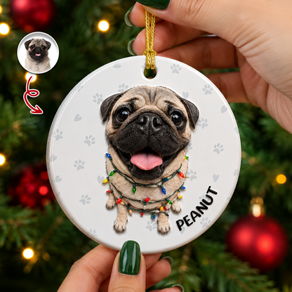 Personalized Pet Lovers, Dog and Cat Photo Christmas Gifts - Real 3D Ceramic Ornament