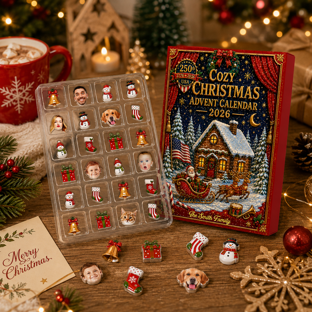 Figurines Set Festive Gift For Christmas Lovers - Advent Calendar Box-Box&Acrylic