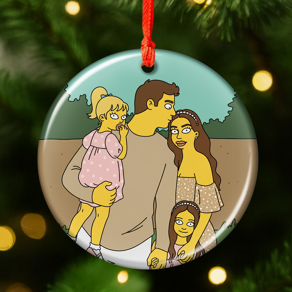Funny Yellow Family - Custom Photo Lenticular Ornaments