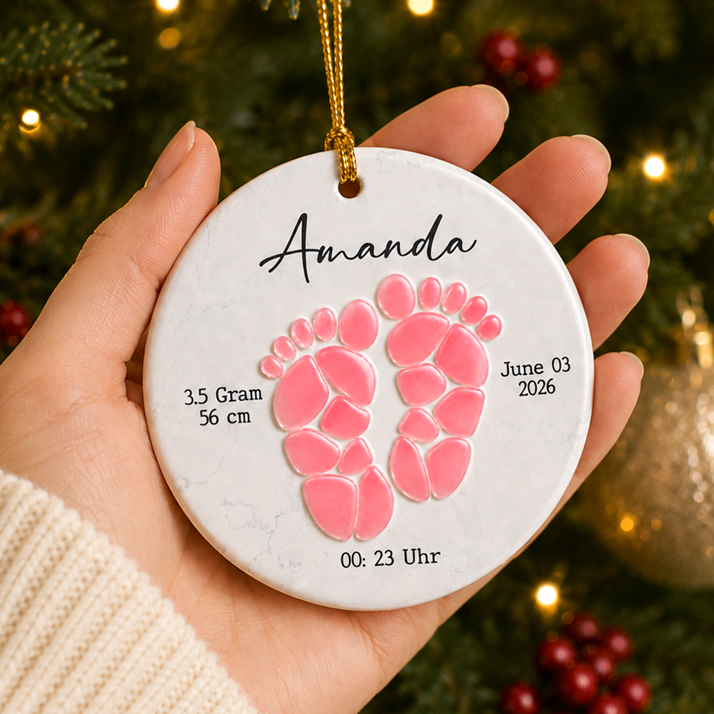 Sea Glass Baby Footprint - Real 3D Ceramic Ornament