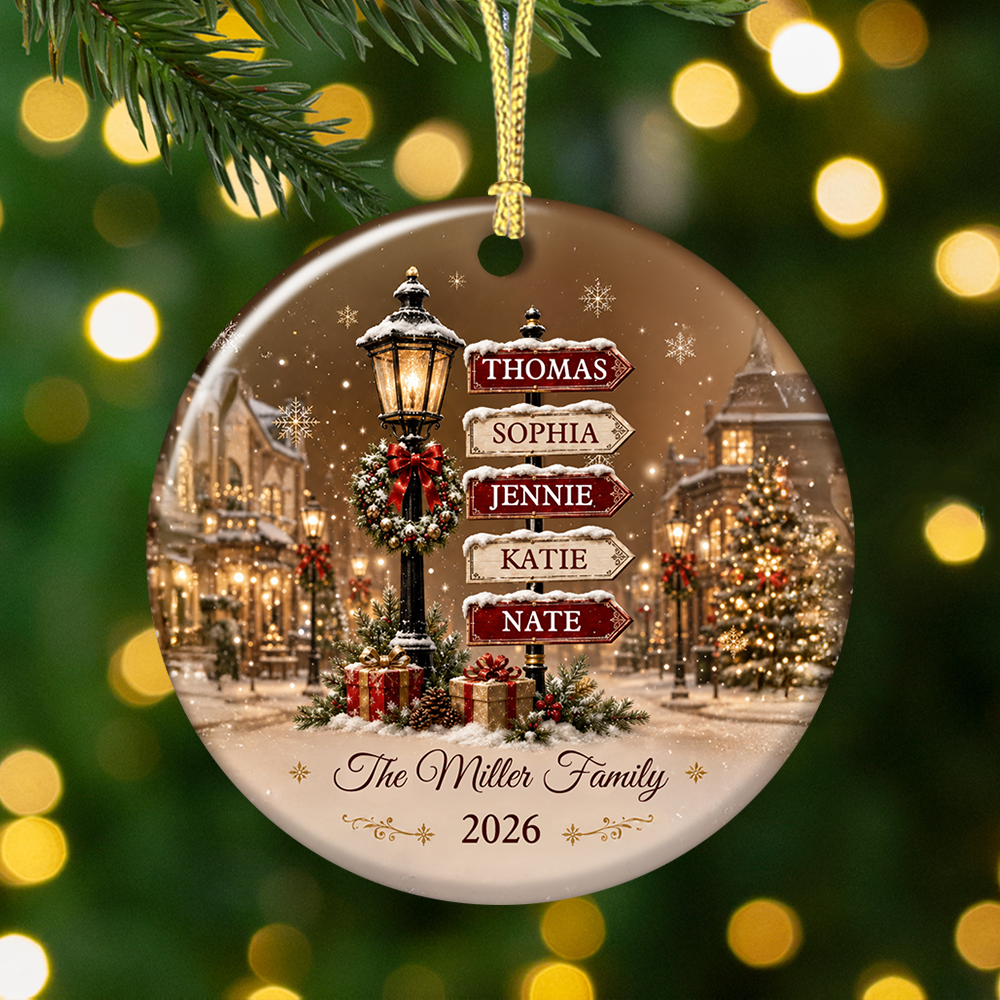 Custom Names Christmas Gifts For Family - Real 3D Ceramic Ornament