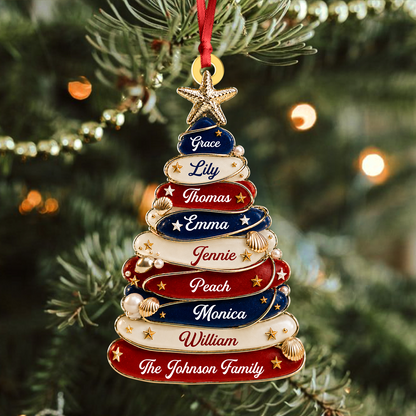 Christmas Tree Love United States Of America - Real 3D Relief Ornament