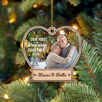 Our first Christmas - Custom Shape Hologram Ornament 2 Layered