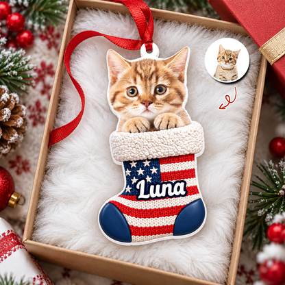 Custom Dog Cat Pet Stocking - Real 3D Relief Ornament