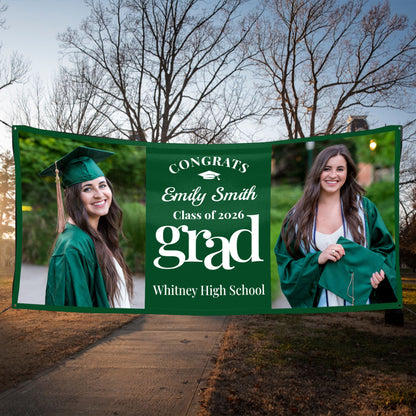 Class Of  2026 Basic Custom Photo Congrats Personalized Banner - Graduation Decor