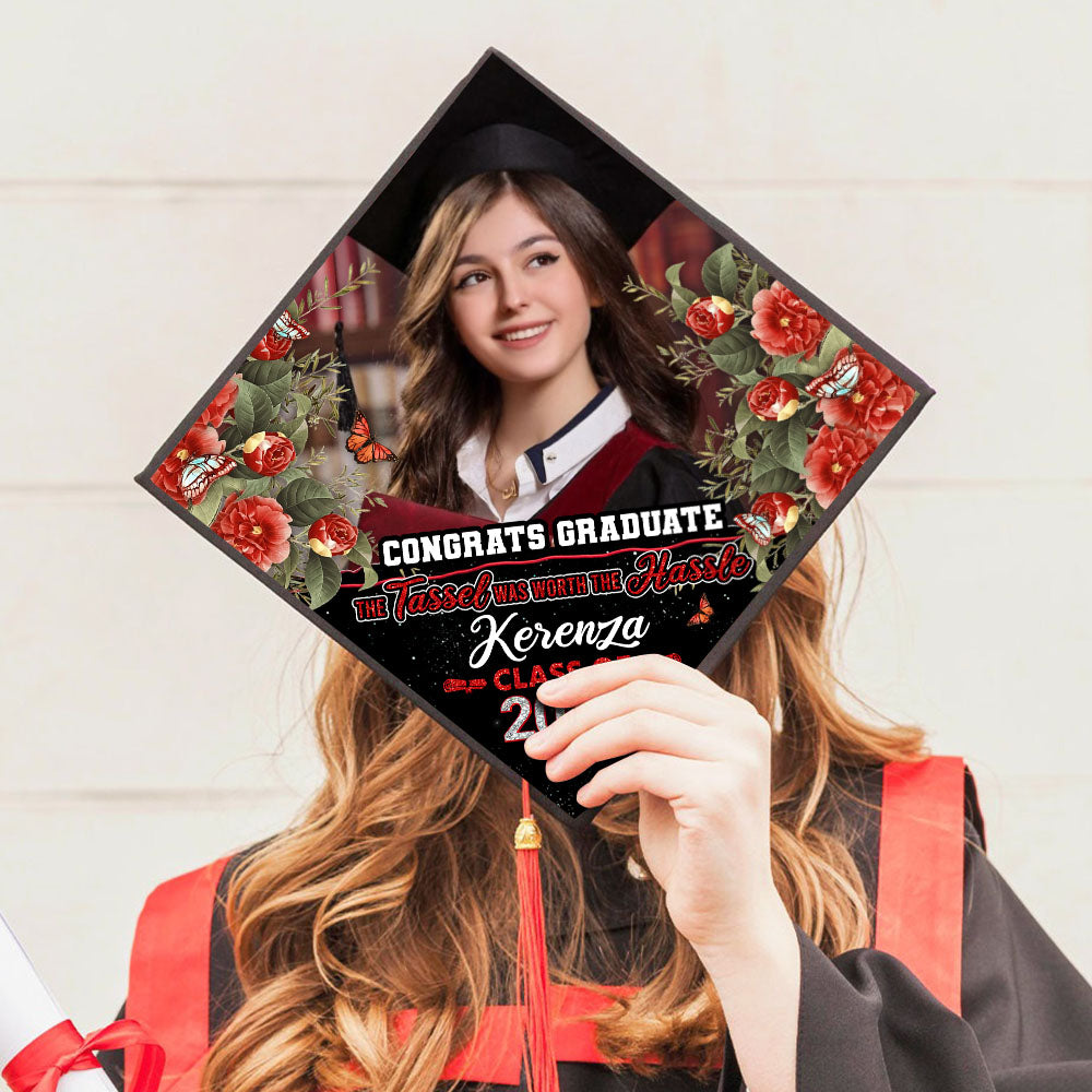 Flowers Cap Topper Class Of 2026 - Graduation Decoration - Decorations For Grad Cap