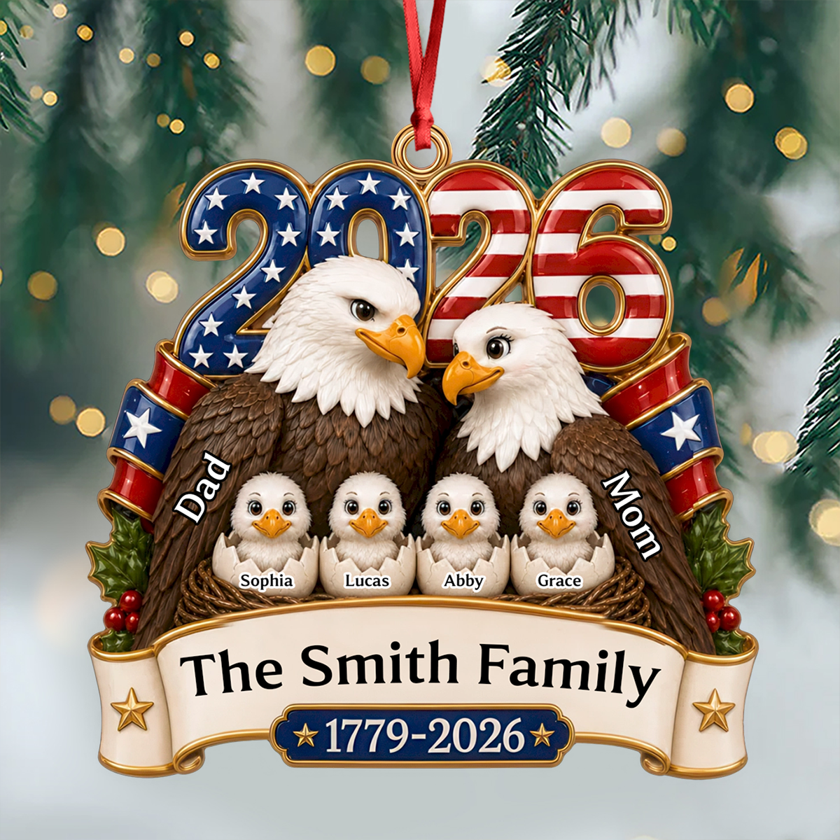 Love Anchored In Heritage And Pride 250 Years Of Freedom  - Real 3D Relief Ornament