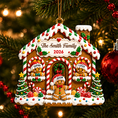 Gingerbread Family Sweet Memories Together - Real 3D Relief Ornament 2