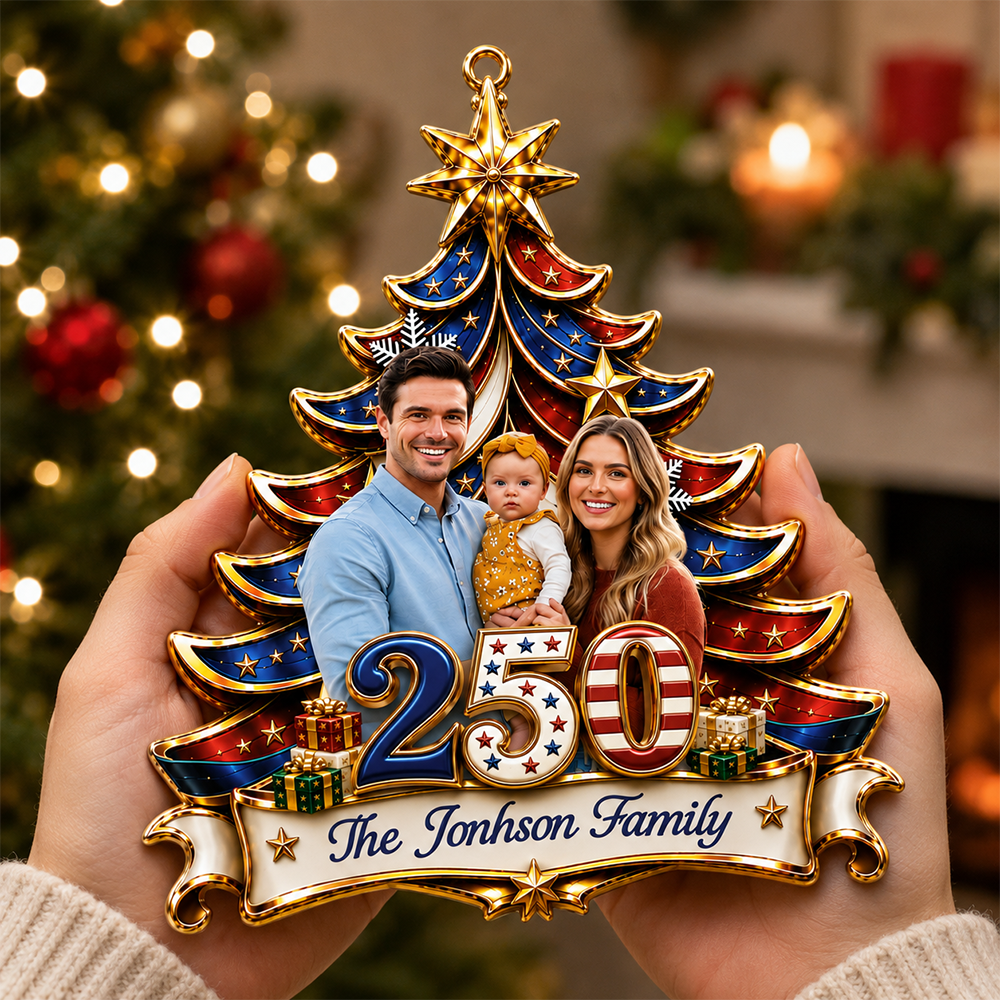 Personalized America 250th  Together For The Holidays - Real 3D Relief Ornament 2