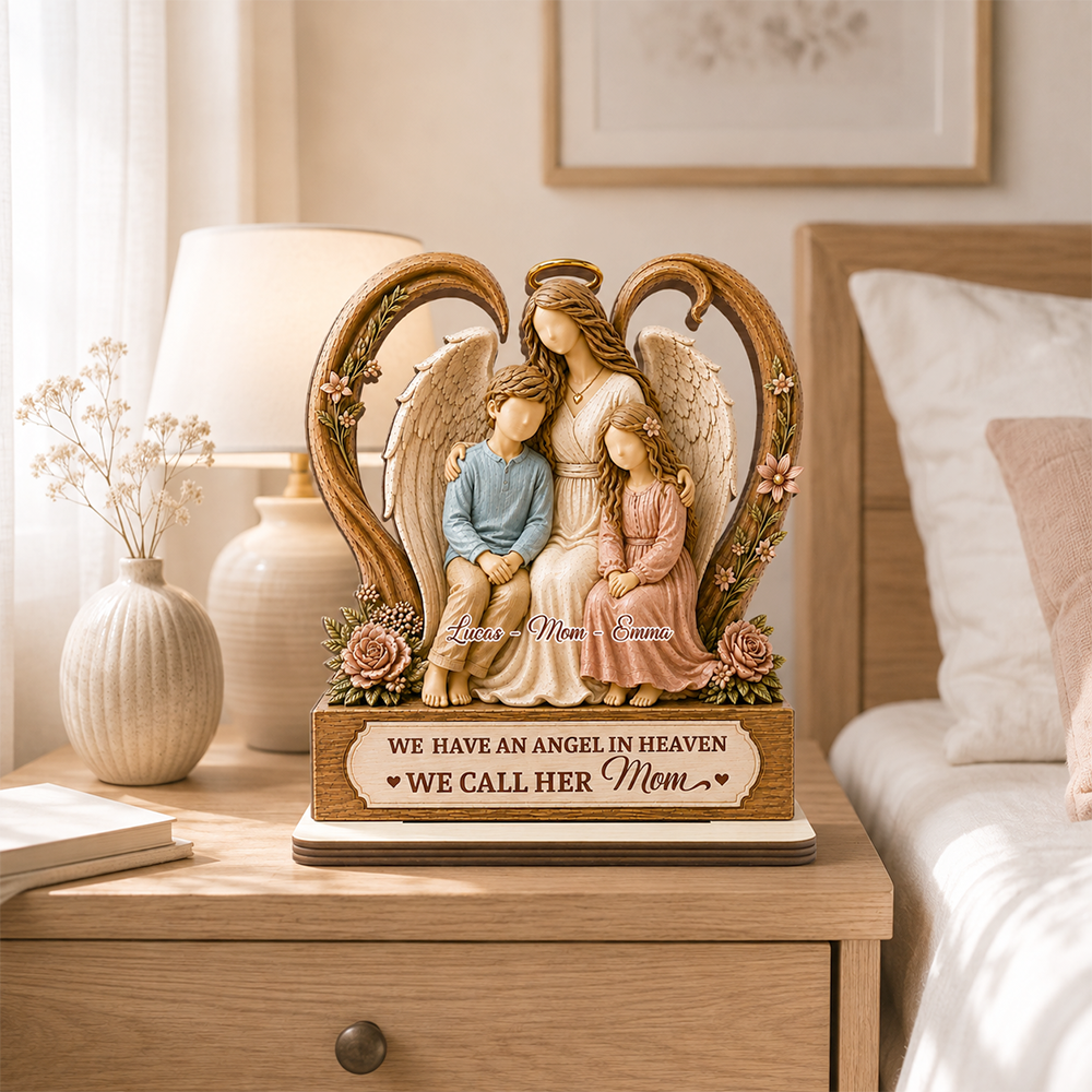 I Have An Angel In Heaven - Personalized 2-Layer Wood Plaque With Flat Base