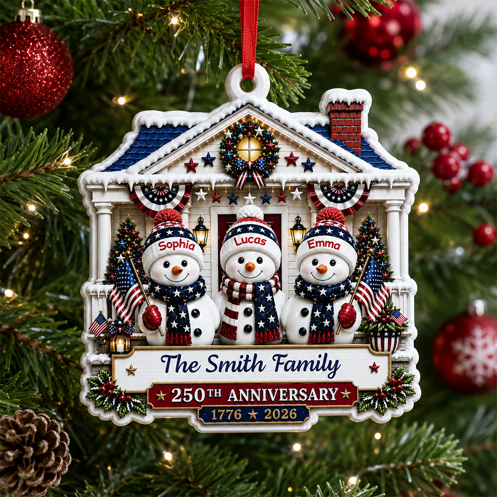 Personalized America 250th Anniversary - Real 3D Relief Ornament 2