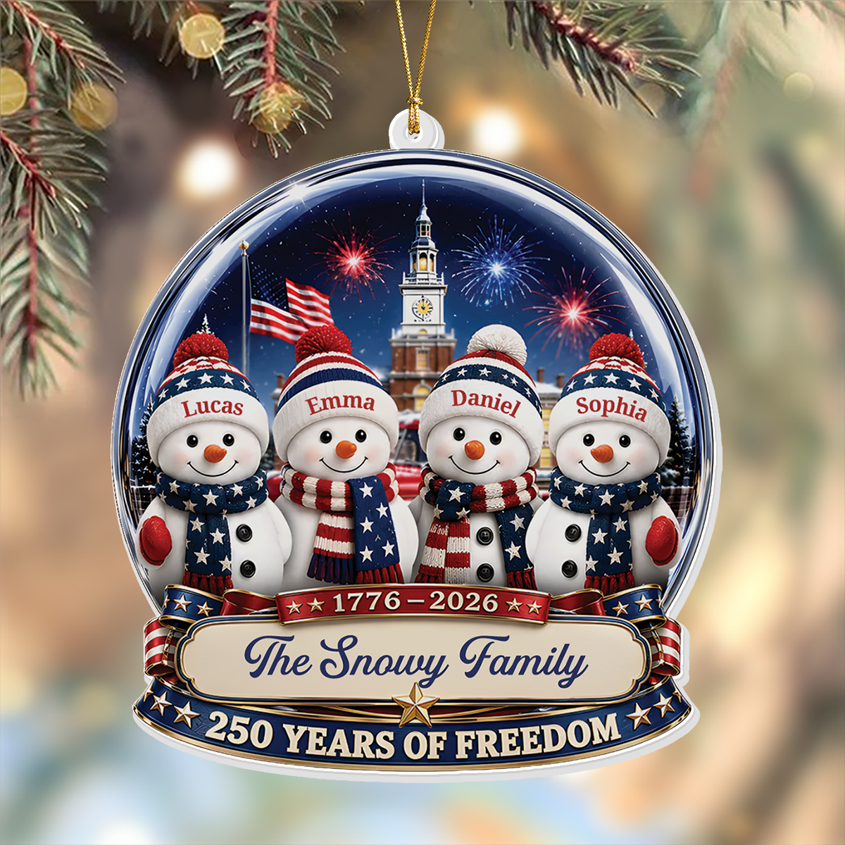 Snowman Family Christmas Merry Christmas - Real 3D Relief Ornament