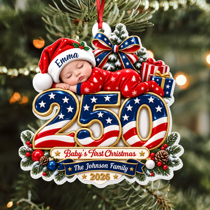 First Christmas, Historic Year - Merry Christmas - Real 3D Relief Ornament