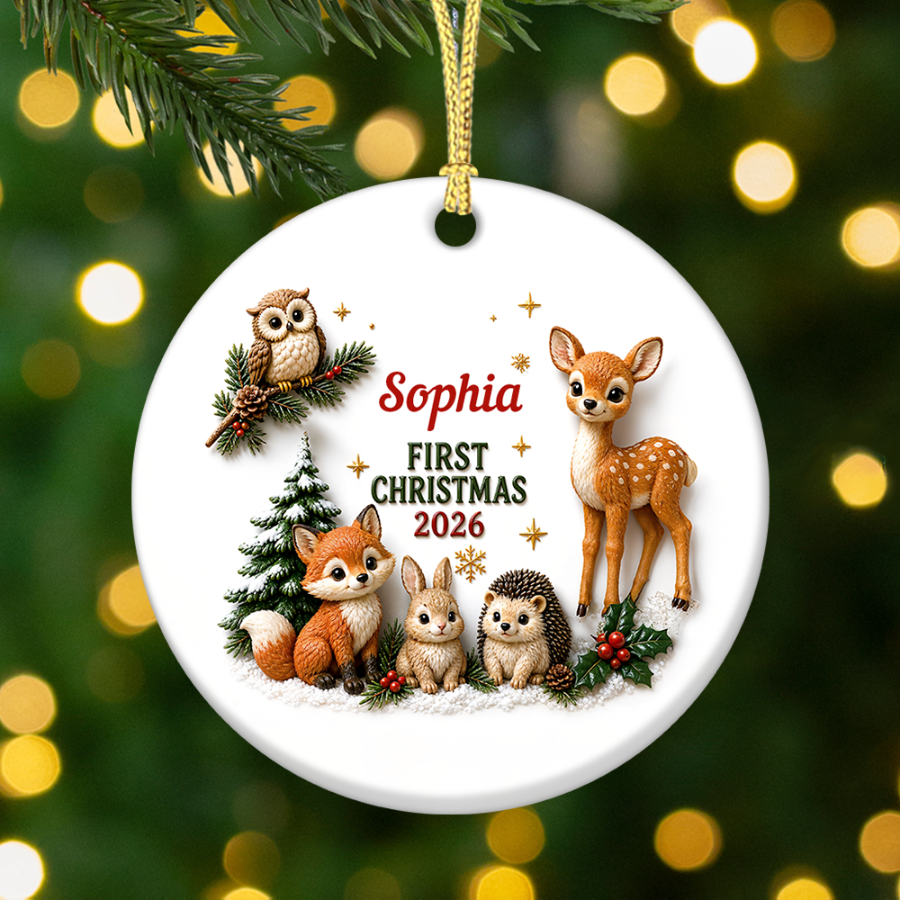 Baby First Christmas Woodland Animals - Real 3D Relief Ornament