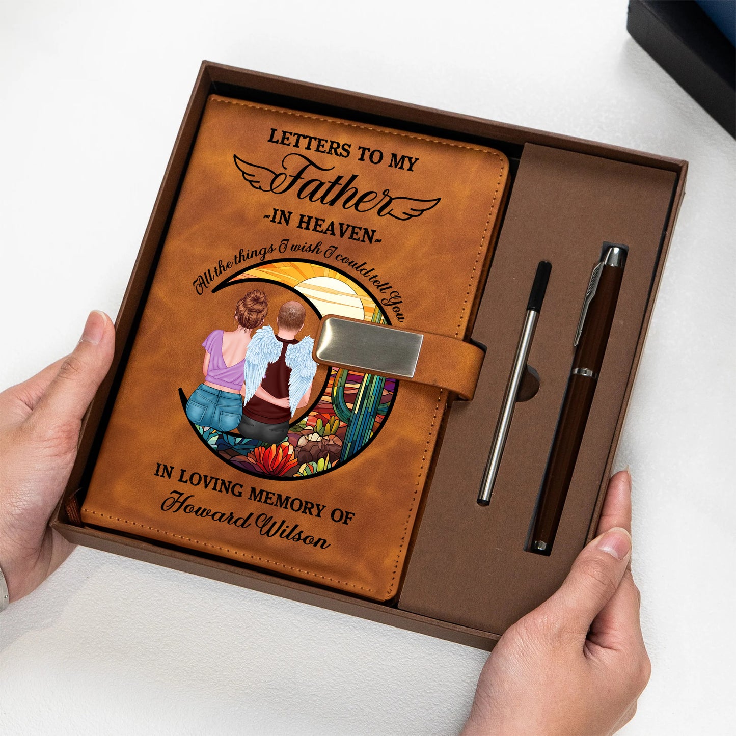 Memorial Letters To Loved One In Heaven - Personalized Leather Notebook Set