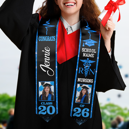 Custom Nurse Glitter Class of 2026 Stoles Sash - Personalized Gift For Graduation - Senior Gift
