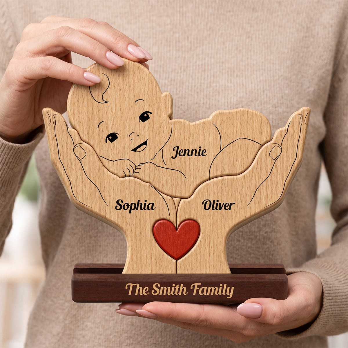 Personalized Baby New Born Our Little Baby Puzzle - Custom Premium Wooden Name Puzzle - Christmas Gifts - New Mom New Dad