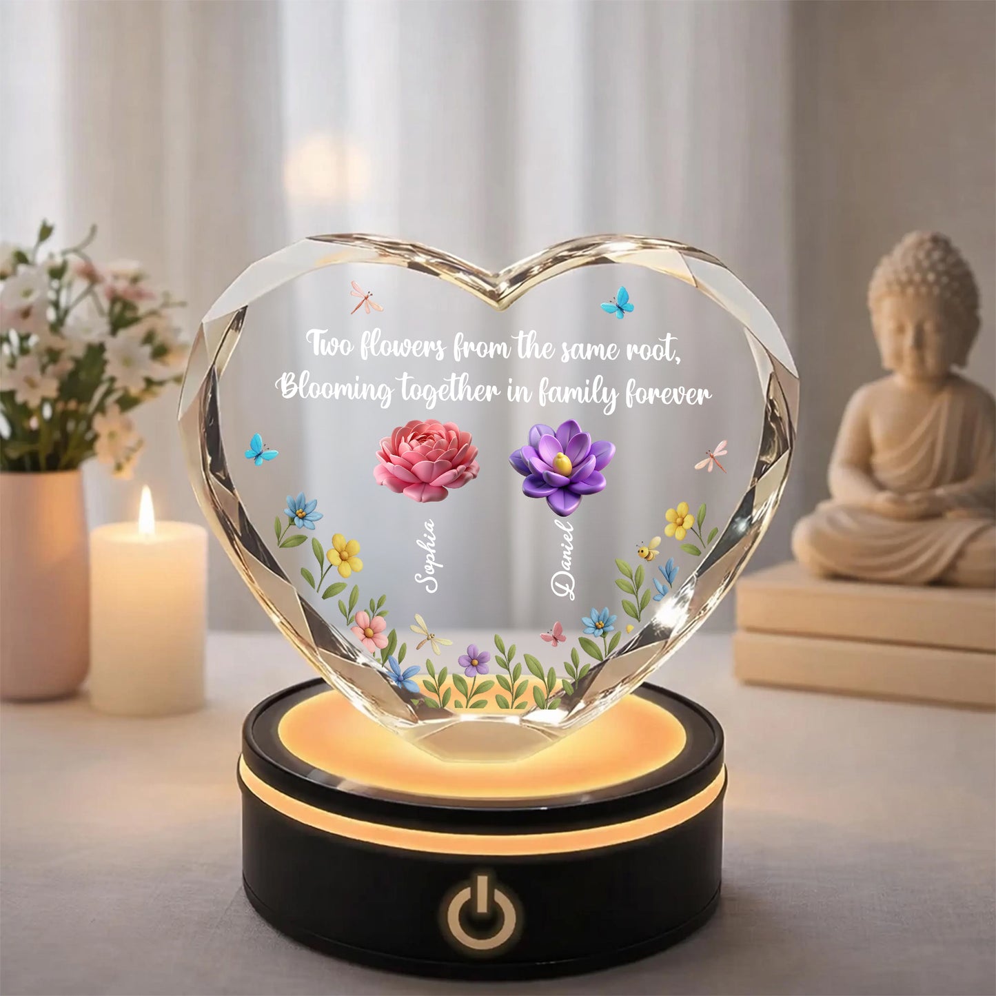 Blossoms Through Every Season - Personalized Custom Crystal Led Light