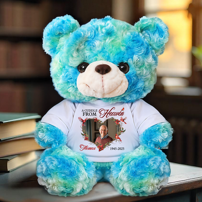 A Cuddle From Heaven - Memorial Personalized Custom Teddy Bear Plush - Sympathy Gift For Family Members