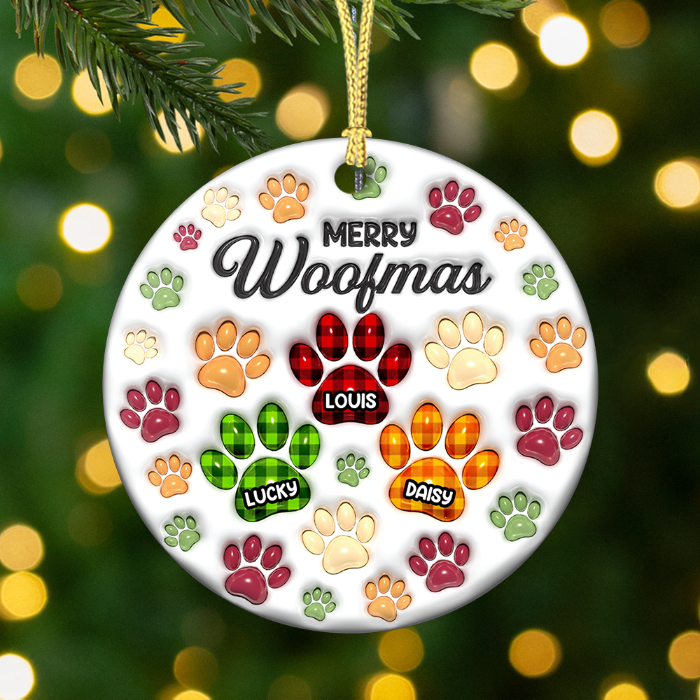Merry Woofmas Dog Lover - Personalized Custom Circle Ceramic Ornament