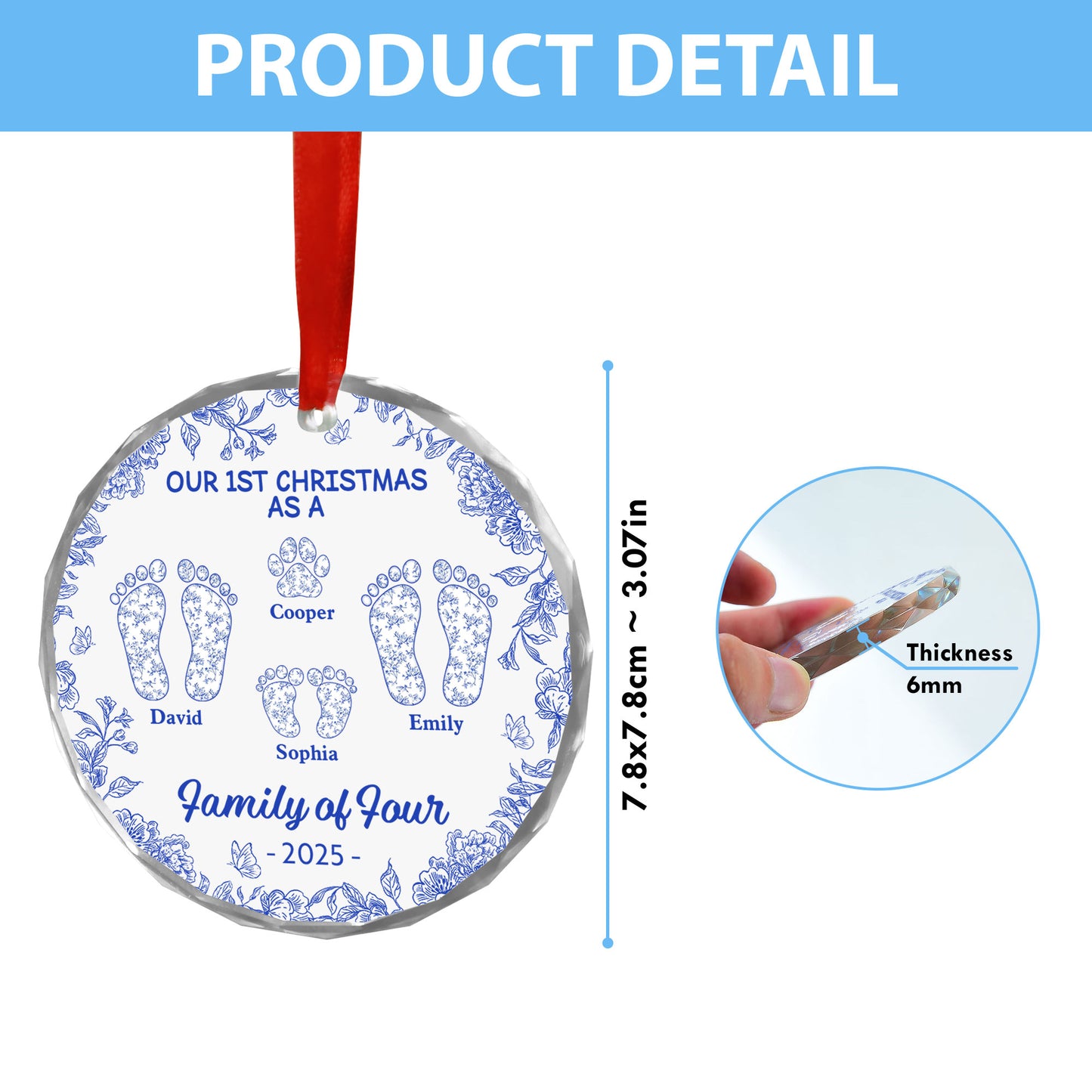 Our First Christmas - Christmas Gifts - Personalized Custom Glass Ornament