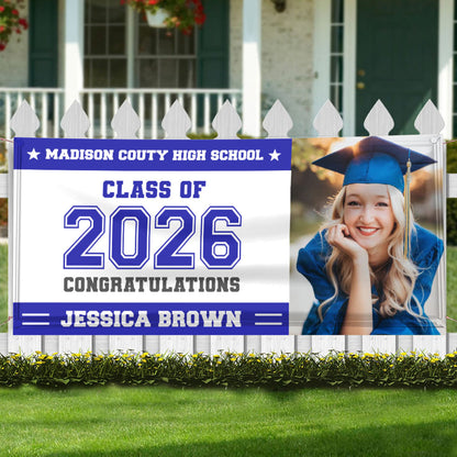 Graduation Decor Class Of 2026 Custom Photo Personalized Banner - Graduation Door Banner