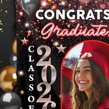 Congrats Grad Party Style Graduation Decor - Personalized Congrats Graduation Backdrop