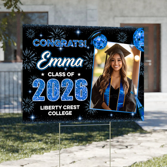 Graduation Decor 2026 Lawn Sign, Graduation Gift - Personalized Graduation Yarn Sign With Stake