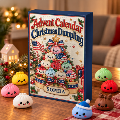 America Dumpling Advent Calendar - Dumpling Advent Calendar - 24 Mini Dumpling Squishies - Family Countdown Calendar
