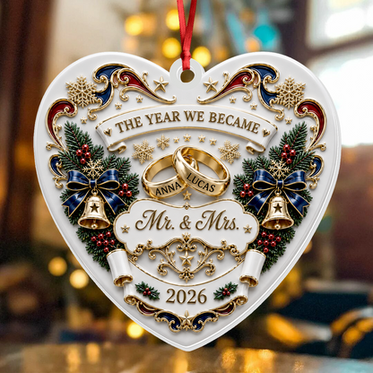 The Year We Became Mr Mrs  - Real 3D Relief Ornament