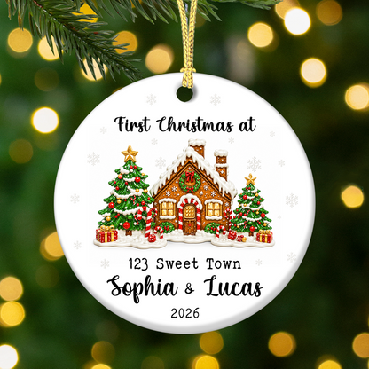 First Christmas At Our New Home Gingerbread House - Real 3D Ceramic Ornament