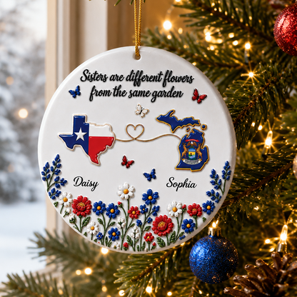 Different Flowers Forever Connected - Real 3D Ceramic Ornament