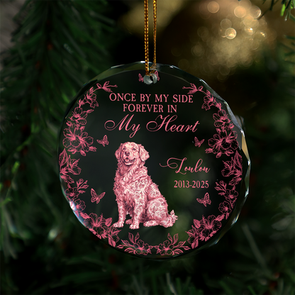 Flower Dog - Personalized Custom Glass Ornament