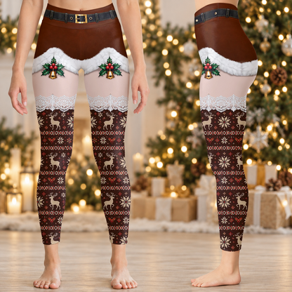 Custom Festive Christmas Santa Leggings for Women - Funny Christmas Gift For Her - Personalized  Leggings