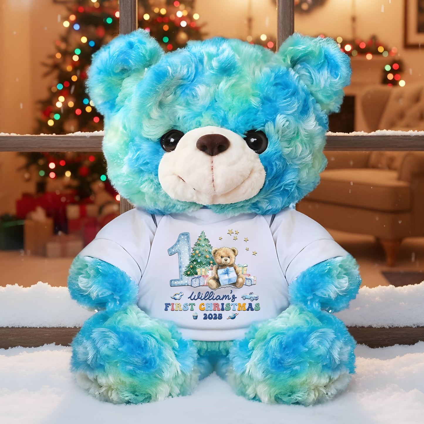 Personalized First Christmas Teddy Bear Plush - A cuddly and unique keepsake for baby's first holiday.